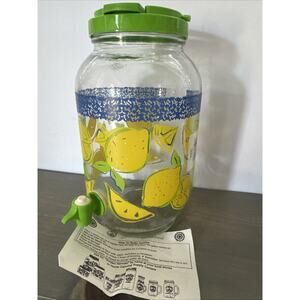 VTG Golden Harvest Sun Tea Jar Pitcher Lemons Blue/Green 1 Gal w/Lid/Spout NEW